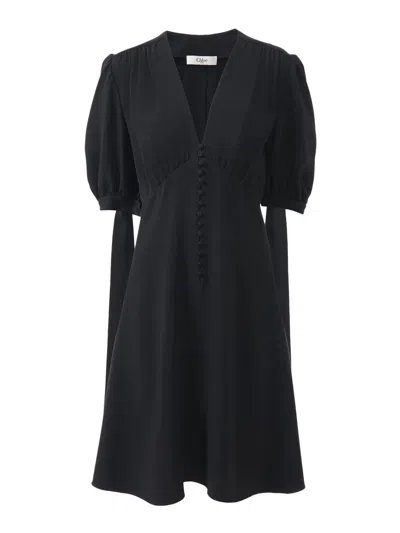 Chloé Crepe A-shaped Dress In Black