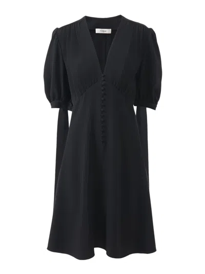 Chloé Crepe A-shaped Dress In Black