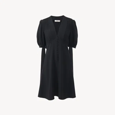 Chloé Robe Trapèze En Crêpe Femme Noir Taille 42 50% Acétate, 47% Viscose, 3% Élasthanne In Black