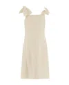 Chloé Chloè Linen Dress With Bows In Nude