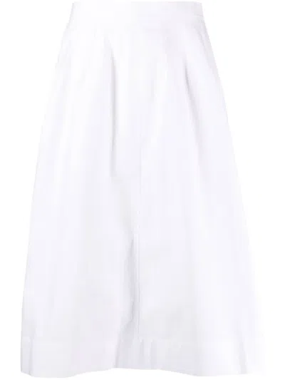 Chloé Pleated Linen Midi Skirt In White