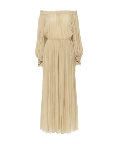 Chloé A Shoulder-length Dress With A Logo In Nude