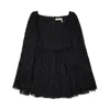 Chloé Square Neckline Flared Sleeves Sheer Overlay Embroidered In 001