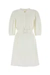 Chloé Cotton Dress With Crew Neck And Flared Hemline