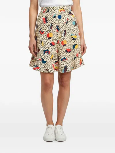 Pre-owned Chloé Abstract-print Silk Shorts In Neutral