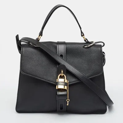 Pre-owned Chloé Aby Day Large Black Leather Top Handle Bag