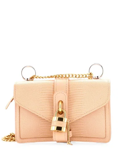 Pre-owned Chloé Aby Lizard And Crocodile Embossed Leather Small Shoulder Bag In Pink
