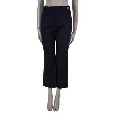 Pre-owned Chloé Chloe Abysse Blue Wool 2023 High Waisted Flared Pants 36 Xs
