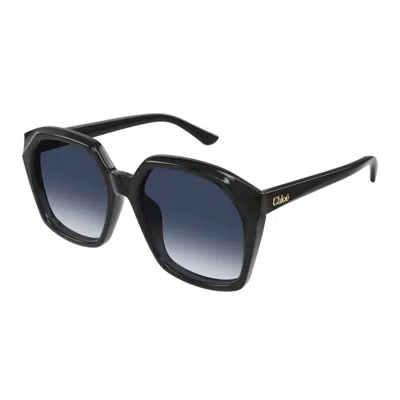 Chloé Acetate Black Sunglasses In Blue