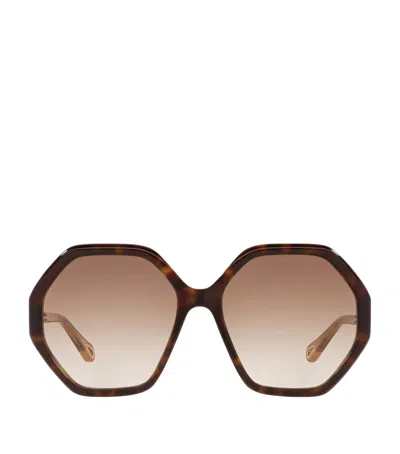 Chloé Acetate Esther Geometric Sunglasses In Brown