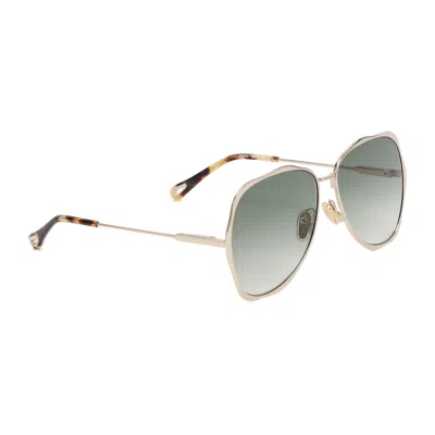 Chloé Pilot-frame Sunglasses In Gold