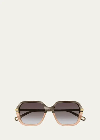 Chloé Women's 57mm Round Sunglasses In Shiny Grey Horn S