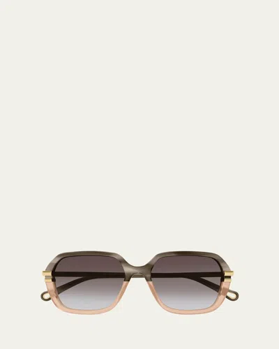 Chloé Ombré-effect Square-frame Sunglasses In Multi