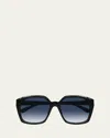 Chloé Acetate Round Sunglasses In Shiny Transparent Dark Grey