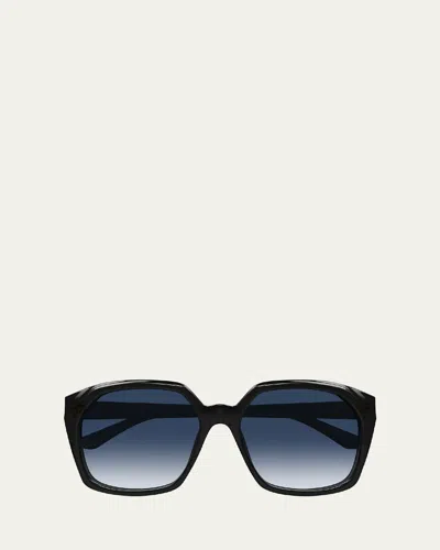 Chloé Acetate Round Sunglasses In Shiny Transparent Dark Grey