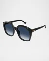 Chloé Acetate Round Sunglasses In Shiny Transparent Dark Grey