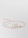 Chloé Adjustable Chain Necklace Script Pendant In Gold