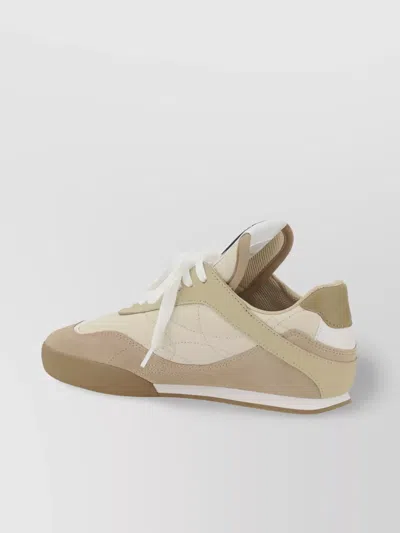 Chloé Adjustable Fit Leather Paneled Sneakers In Beige
