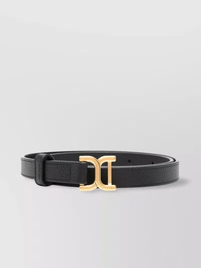 Chloé Adjustable Textured Belts Gold-tone Buckle In Black