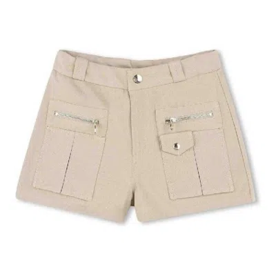Chloé Chloe Adjustable Waist Organic Cotton Casual Shorts In Brown