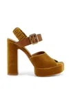 Chloé Chloe' Women Aria Velvet Sandals In Brown