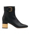 Chloé 'alize' Black Ankle Boots With C Buckle In Black