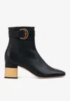 Chloé 'alize' Black Ankle Boots With C Buckle In Black