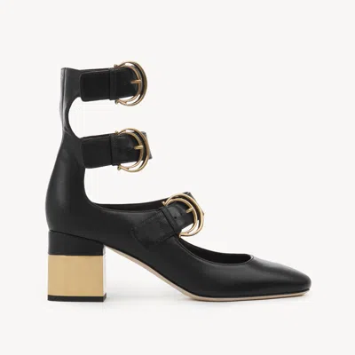 Chloé Alizè Buckle-embellished Leather Pumps In Black