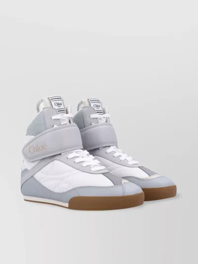Chloé Almond Toe High-top Sneaker With Quilted Panels In White