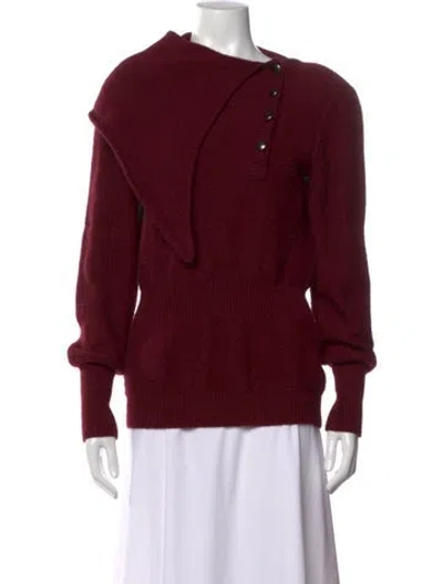Pre-owned Chloé Alpaca Crew Neck Sweater In Burgundy