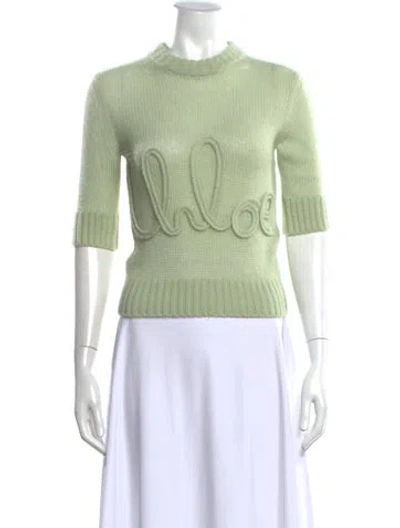 Pre-owned Chloé Alpaca Crew Neck Sweater In Green