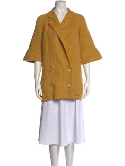 Pre-owned Chloé Alpaca V-neck Sweater In Yellow