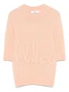 Chloé Alpaca Wool And Silk Knit Elbow-sleeve Logo Sweater Clothing