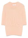 Chloé Alpaca Wool And Silk Knit Elbow-sleeve Logo Sweater Clothing