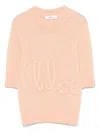 Chloé Alpaca Wool And Silk Knit Elbow-sleeve Logo Sweater Clothing In Orange