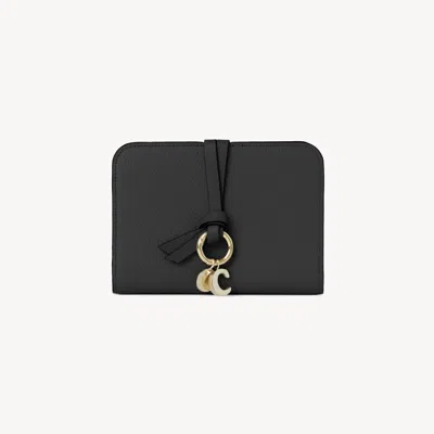 Chloé Portefeuille À Deux Volets Alphabet En Cuir Grainé Femme Noir Taille Onesize 100% Cuir De Veau In Black