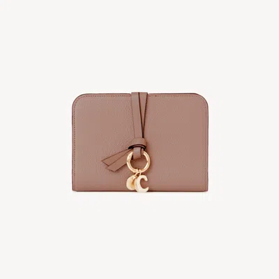 Chloé Alphabet Bi-fold Wallet In Grained Leather In Pink