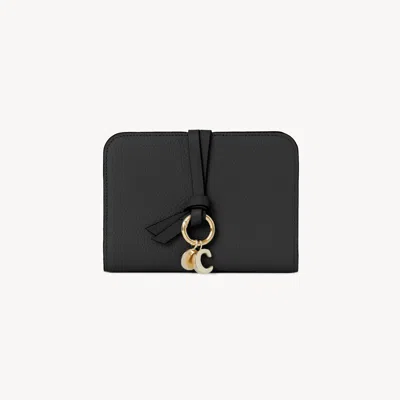 Chloé Alphabet Bifold Wallet In Grained Leather In Black
