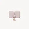 Chloé Alphabet Card Holder In Grained Leather In Pink