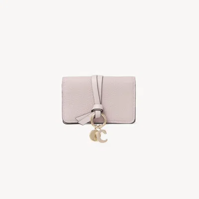 Chloé Alphabet Card Holder In Grained Leather In Pink