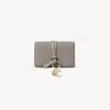 Chloé Alphabet Card Holder In Grained Leather In Gray