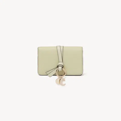 Chloé Porte-cartes Et Monnaie Alphabet En Cuir Grainé Femme Vert Taille Onesize 100% Cuir De Veau In Green