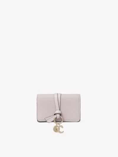 CHLOÉ ALPHABET CARD HOLDER IN GRAINED LEATHER GREY SIZE ONESIZE 100% CALF-SKIN LEATHER
