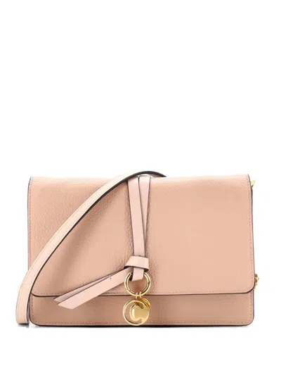 Pre-owned Chloé Alphabet Chain Clutch Bag Leather Crossbody Bag In Pink