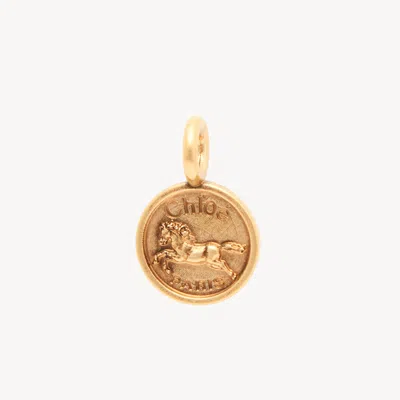 Chloé Alphabet Coin Horse Charm In Brass In Gold