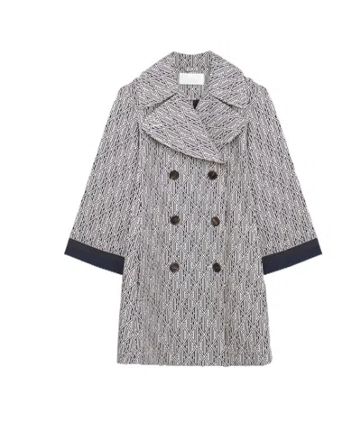 Chloé Alphabet Double-breasted Windbreaker In Gray
