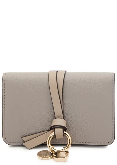 Chloé Chloe Alphabet Grained Leather Wallet In Gray