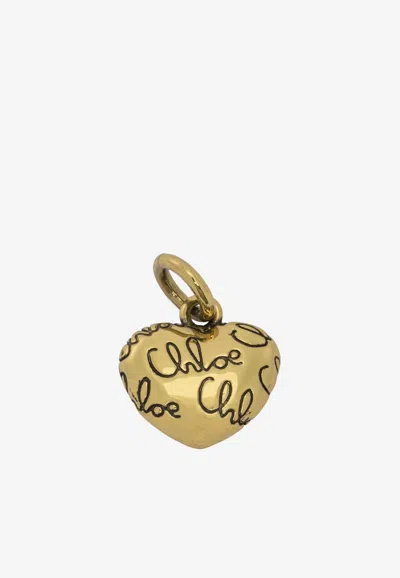 Chloé Alphabet Heart Logo Brass Pendant In Gold