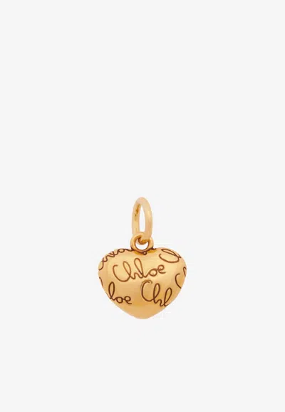 Chloé Alphabet Heart Logo Charm In Gold