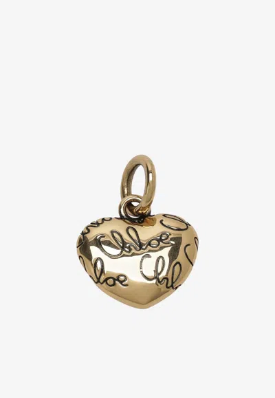 Chloé Alphabet Heart Logo Charm In Gold